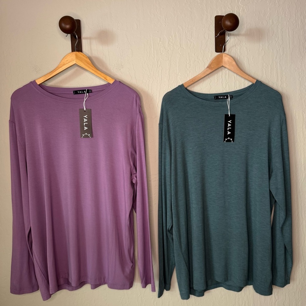 NWT Bundle 2 YALA Men’s Jonah Long Sleeve Bamboo Crew Tee Shirt Size XXL - Picture 15 of 15